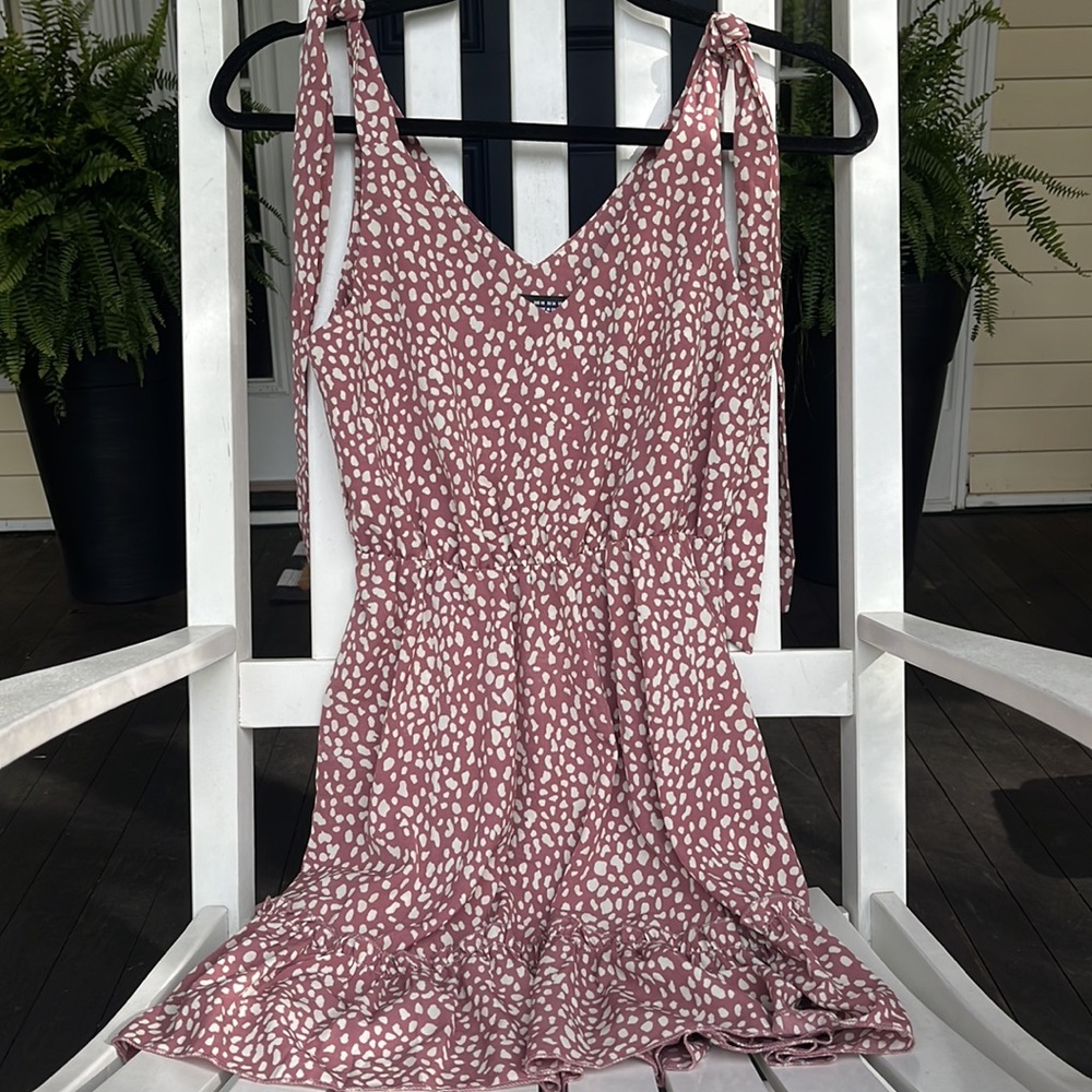 ☀️SHEIN Knot Shoulder Ruffle Hem Leopard Dress XSmall